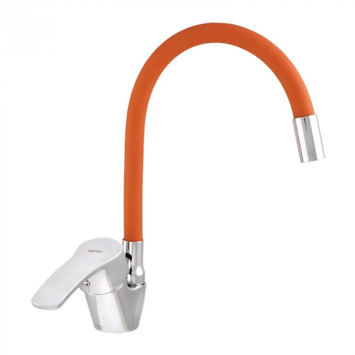 Змішувач для кухні Zerix YUB 279 с помаранчевим гнучким виливом (ZX0443)