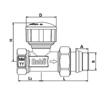 Кран радіаторний термостатичний Roho R5161-050 - 1/2" (М30х1,5) прямий (антипротечка) (RO0125)