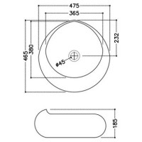 Раковина JAQUAR JDS накладна 465x475 мм, біла JDS-WHT-25903