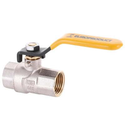Кран кульовий Europroduct EP.221 - 1/2&quot; FF ГГВ YELLOW, ручка &quot;важіль&quot; жовта (EP2943)