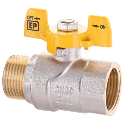 Кран кульовий Europroduct EP.111 - 3/4&quot; FM ГШМ YELLOW, ручка &quot;метелик&quot; жовта (EP2933)