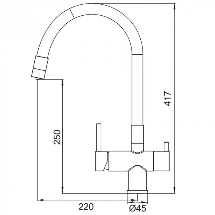 Змішувач для кухні Koer KB-72002-07 з виходом для питної води (KR5003)