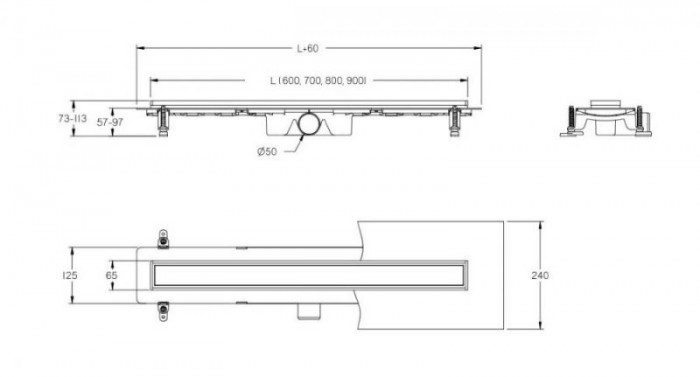 Лінійний душовий трап Virgo Basic 60