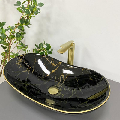 Умивальник (раковина) VBI TURIN MARBLE BLACK GLOSSY накладний
