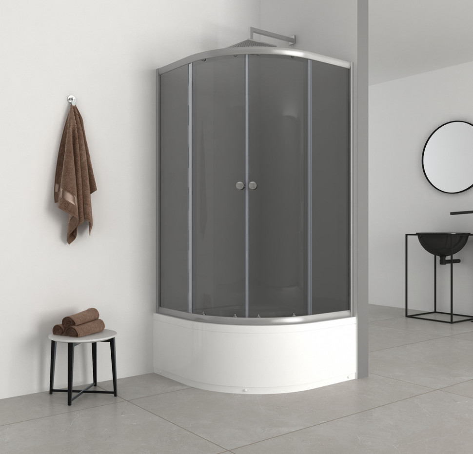 Душова кабіна з високим піддоном Mixxus PLAIN SCT01-90x90x195-GR SATIN сіре тоноване скло 4мм (MI6895)