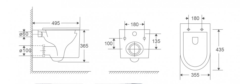 Унітаз підвісний Mixxus Premium Topper-0101-T3 495x355x375mm, система змиву Tornado 1.0 (MP6476)