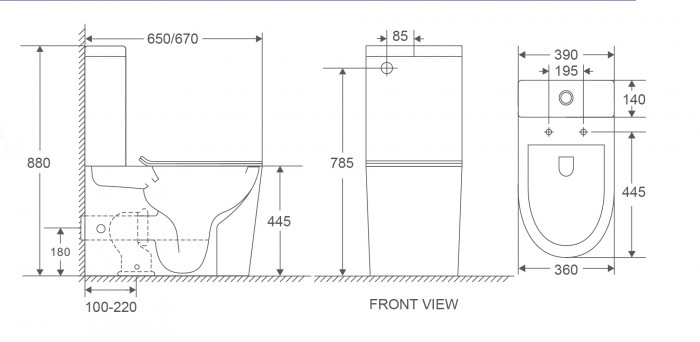 Унітаз-компакт Mixxus Premium Bevel-0402-R 670x390x880mm, система змиву RIMLESS (MP6474)