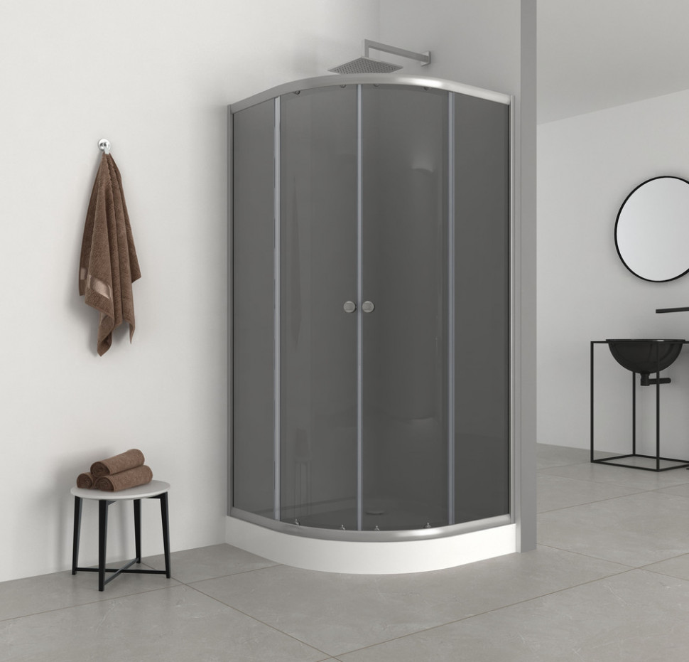 Душова кабіна з низьким піддоном Mixxus PLAIN SCT02-90x90x195-GR SATIN сіре тоноване скло 4мм (MI6898)