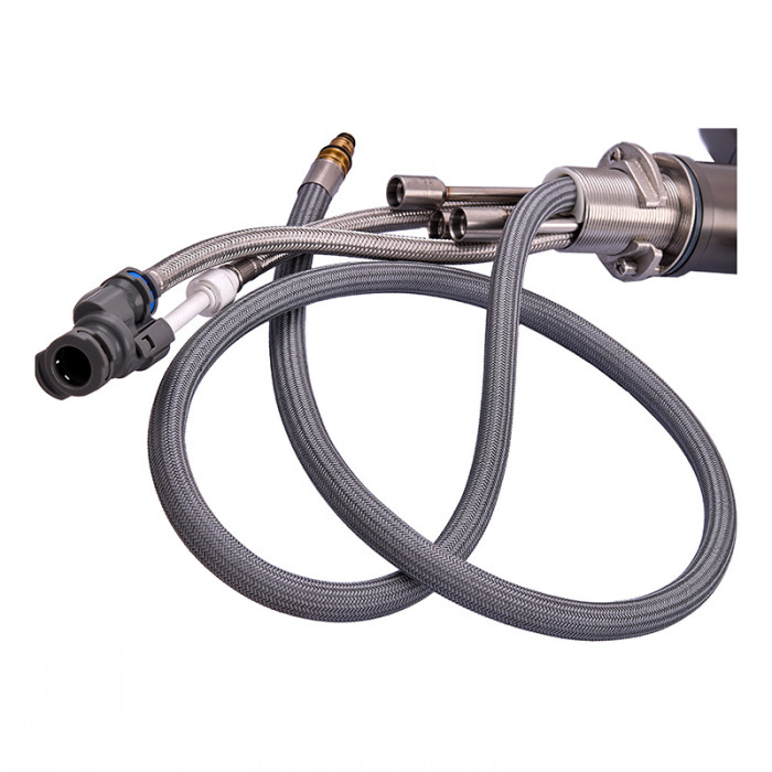 Кухонний змішувач на дві води Zerix LUX-024 Graphite з висувною лійкою (нерж. сталь) (ZX5557)