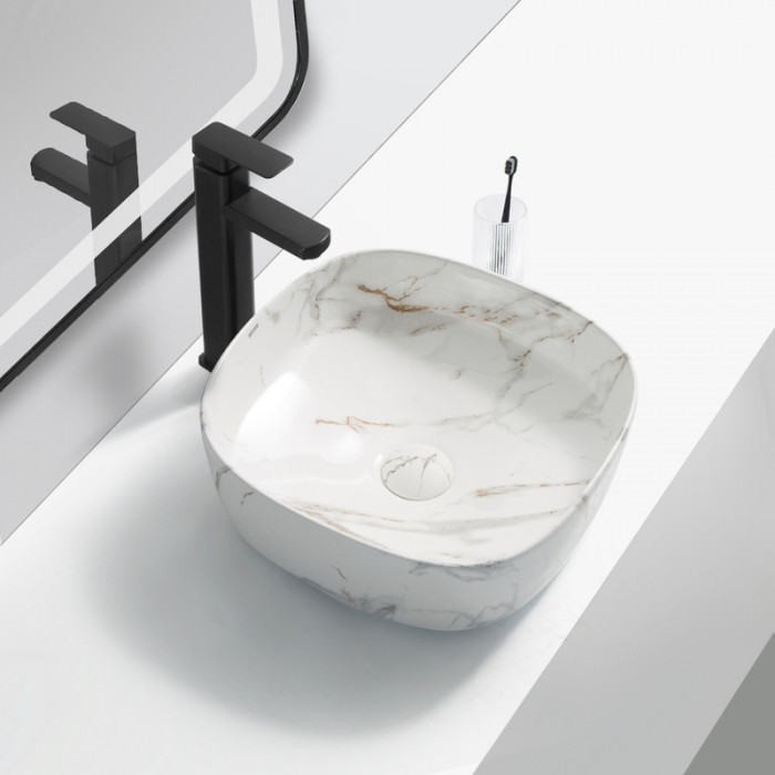 Раковина накладна Mixxus Premium DIVERSE-0104 MARBLE 370х370х135mm (MP6537)