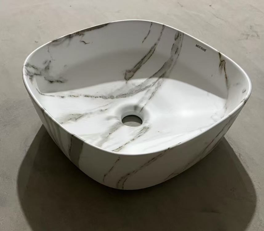 Раковина накладна MIXXUS PREMIUM DIVERSE-0104 MARBLE 370х370х135mm (MP6537)