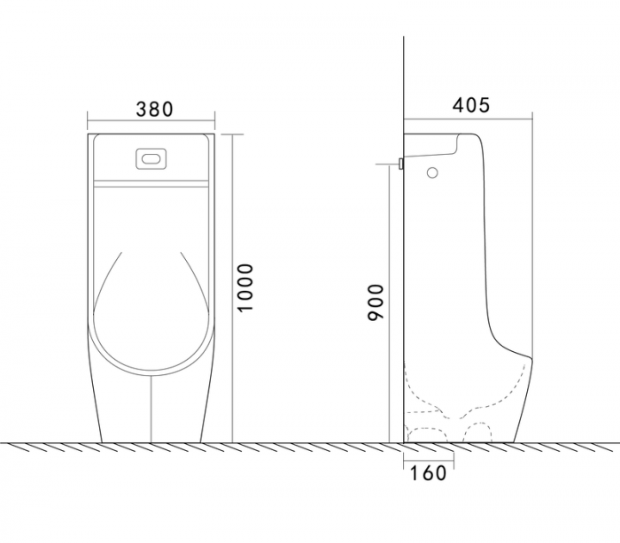 Пісуар підлоговий Mixxus Premium BEVEL-0901 380x405x1000mm з ІЧ-датчиком автоматичного змиву (MP6665)