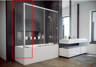 Панель на ванну бокова BESCO DUO SLIDE II 70x150 скло прозоре, профіль хромований