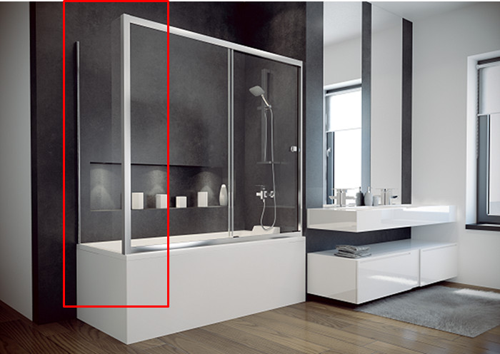 Панель на ванну боковая BESCO DUO SLIDE II 70x150 стекло прозрачное, хромированный профиль