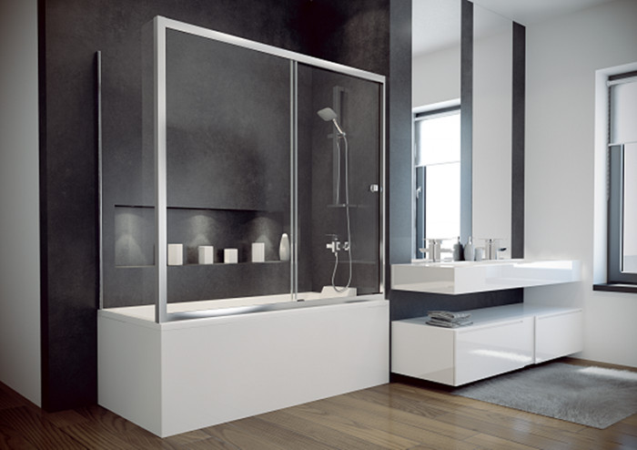 Панель на ванну бокова BESCO DUO SLIDE II 70x150 скло прозоре, профіль хромований