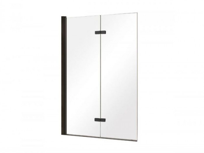 Шторка для ванни BESCO Lumix-2S 100x145 профіль чорний мат