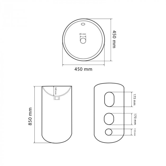 Умивальник (раковина) VBI MATERA BLACK MATT підлоговий