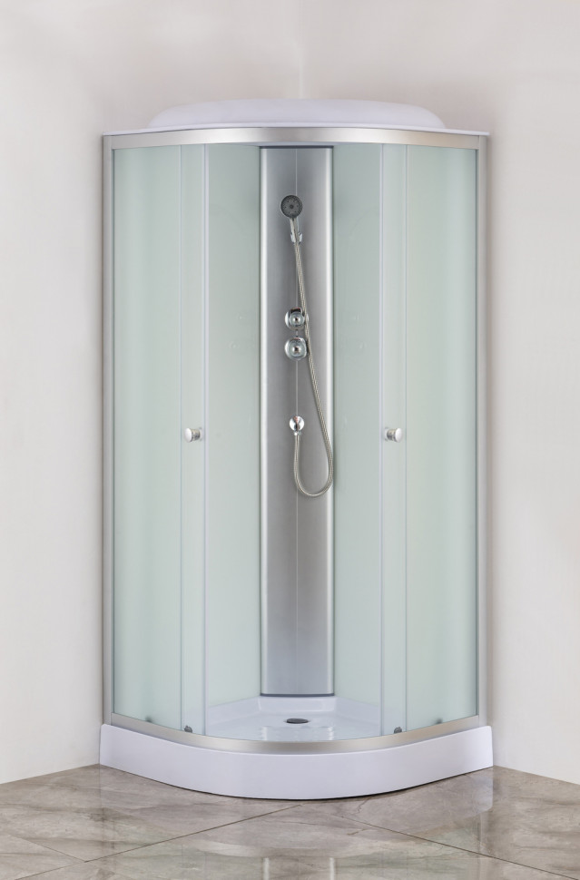 Бокс душовий без гідромасажу Mixxus STRONG SB02-90x90x215-FB SATIN з низьким піддоном (MI6886)