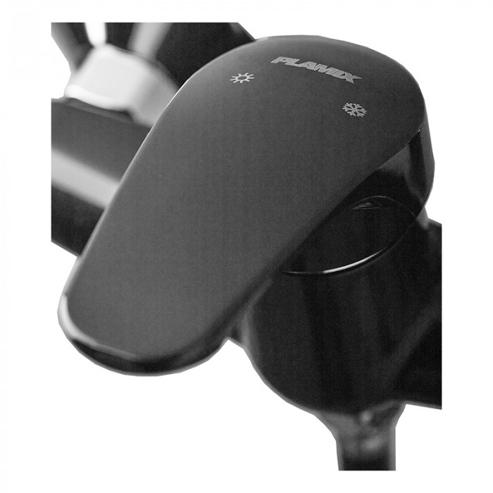 Змішувач для душу Plamix Afina-003 SET Black (зі шлангом, лійкою та кронштейном) (PM0646)