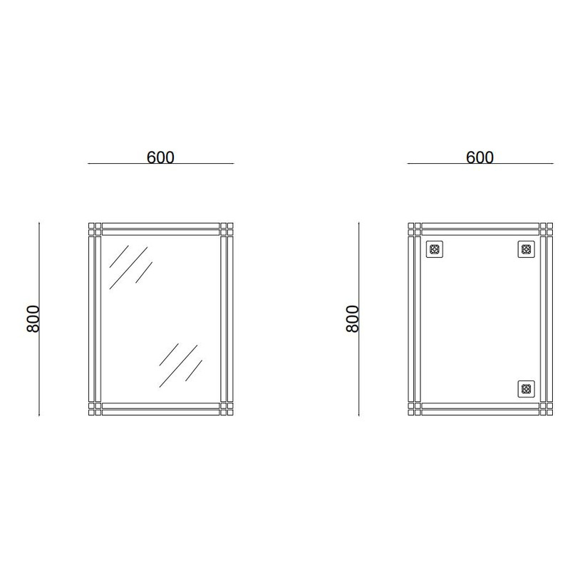 Дзеркало настінне ZERIX FONTE MRZ10-60x80-REVERSE прямокутне з декором (ZX5640)