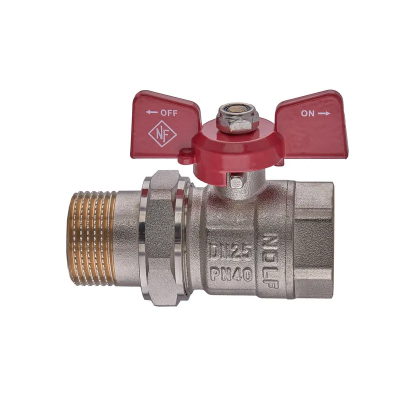 Кран з американкою Nolf classic NFC.921-10-1&quot; FM ГШМ, ручка &quot;метелик&quot; червона (NF3152)