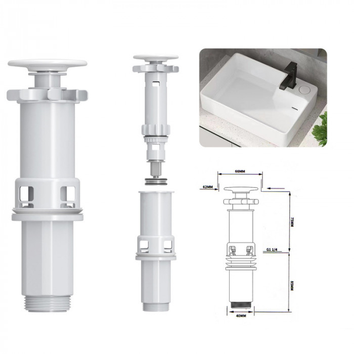 Раковина накладна Mixxus Premium STYLE-0201 520х375х140mm з донним клапаном та отвором під змішувач (MP6511)