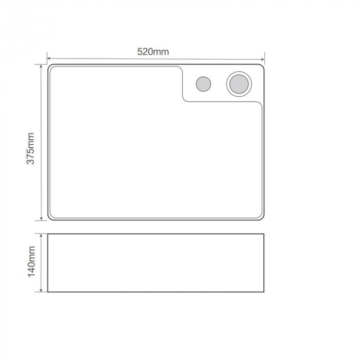 Раковина накладна Mixxus Premium STYLE-0201 520х375х140mm з донним клапаном та отвором під змішувач (MP6511)