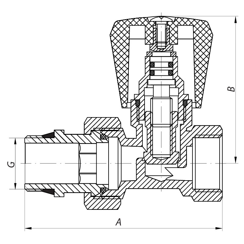 Вентиль прямий 1/2x1/2 "антіпротічка" Koer KR.903-Gi (KR0175)