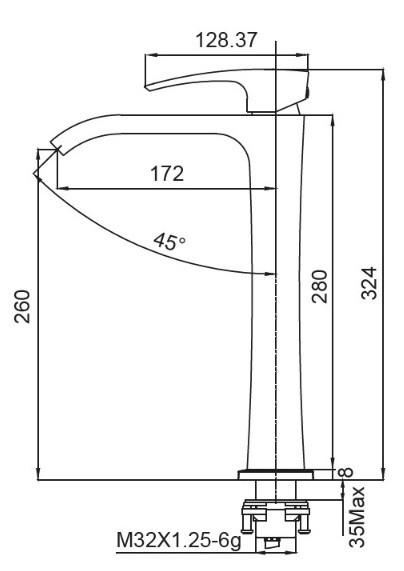 Змішувач для умивальника Koer KB-13007-07 високий (Колір графіт) (KR5154)