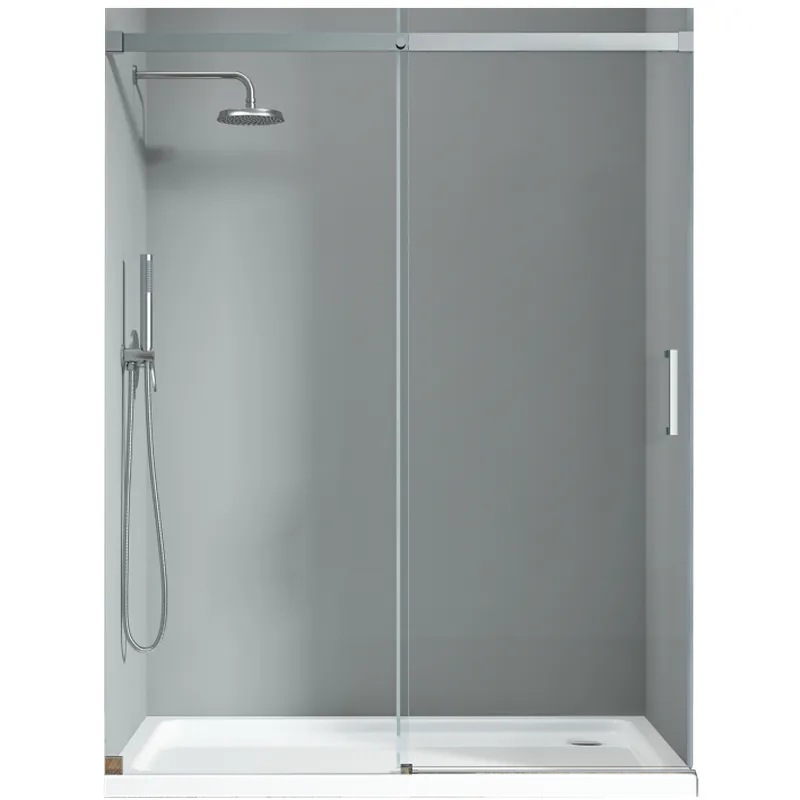Двері у нішу розсувні KOER SR SD02-120x200-TR-01 прозоре скло EASY CLEAN 8мм хром (KR5384)