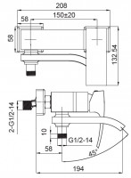 Змішувач для ванни Koer KB-41007-04 з коротким виливом (Колір хром+білий) (KR5157)
