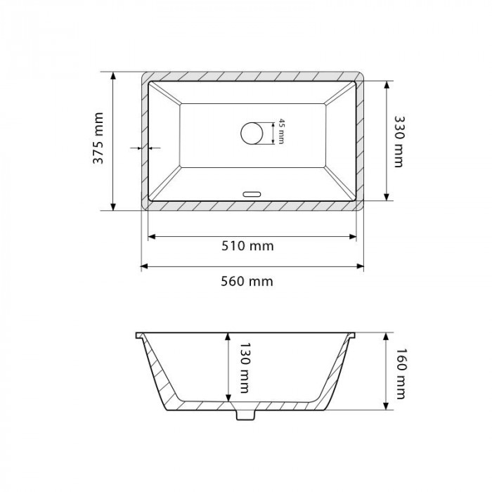 Умивальник (раковина) VBI MERANO M WHITE врізний