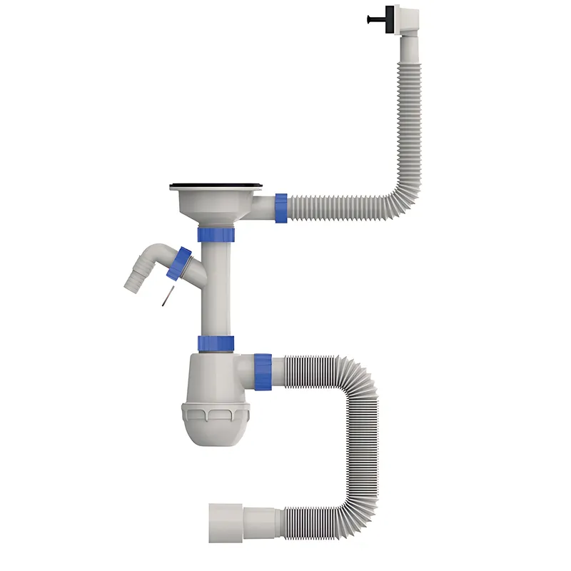 Сифон для кухні MIXXUS SK-05-BL 3 1/2"x40 з пластиковою чорною сіткою, відводом для пральної машини, гнучким прямокутним переливом (MI8192)