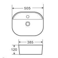 Раковина накладна Mixxus Premium ELLIPSE-0203 510х375х120mm з отвором під змішувач (MP6678)