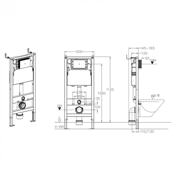 Комплект інсталяційний для унітазу Koer KT-0401 (без панелі змиву)  (KR5166)
