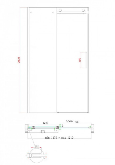 Двері в нішу Koer SR SD01-120x200-TR-01 прозоре скло Easy Clean 8мм, хром (KR5376)