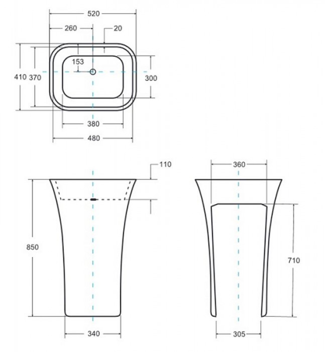 Умивальник вільностоячий ASSOS B&W 40х50