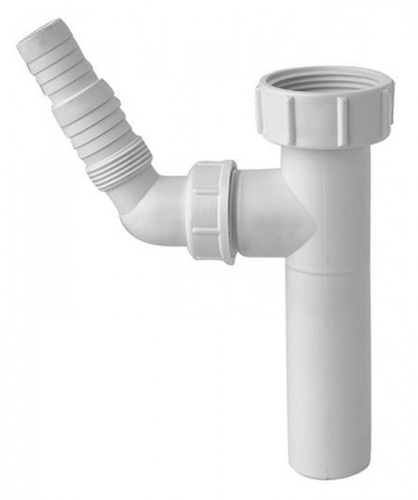 Продолжитель пластмассовый к сифону для умывальника с подключением к стиральной машине 1 1/4*32мм*120мм TEE5/4B1