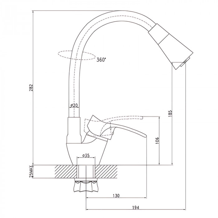 Змішувач для кухні з силіконовим виливом Zerix YUT 279 Reflector White (колір виливу білий) (ZX5988)