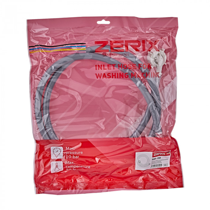 Шланг для пральної машини Zerix SDF-150 (заливний, 150 см) (ZX4899)