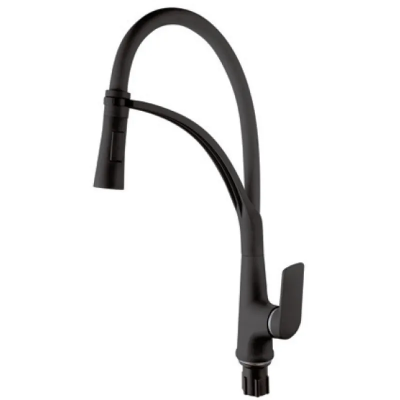 Змішувач для кухні Plamix Lucas-017 SET BLACK REFL.Black з підведенням (PM0717)