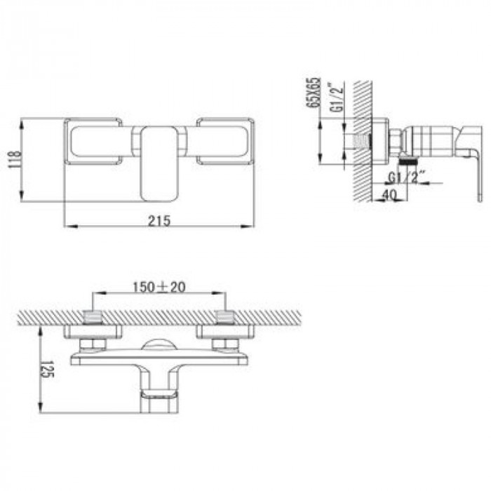 Змішувач для душу IMPRESE Bilovec настінний без душ гарнітуру колір хром 15255