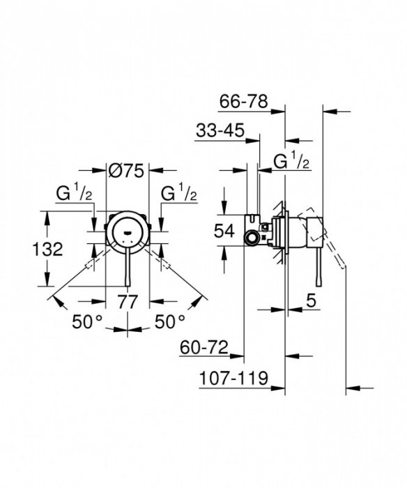 Одноважільний змішувач для душу прихованого монтажу Grohe Essence (29197000)