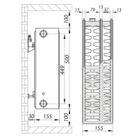 Сталевий радіатор KOER 33x500x800S (2218 Вт, 35,12 кг, бокове підключення) (RAD120)