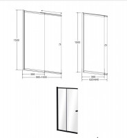 Шторка для ванни BESCO Easy Slide Black-2S 100x150