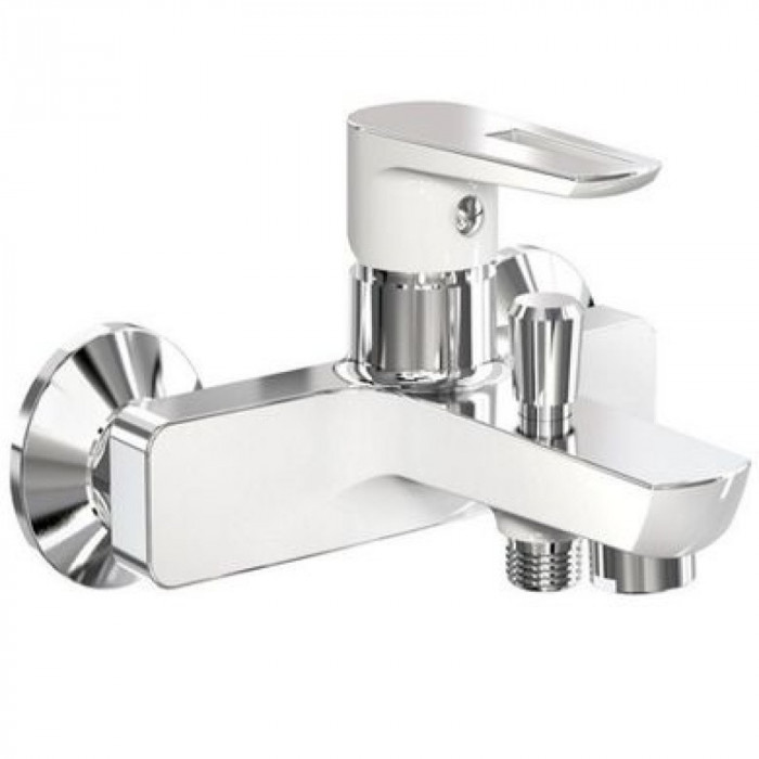 Змішувач для ванни IMPRESE Breclav настінний, без душового набору, колір хром/білий 10245W