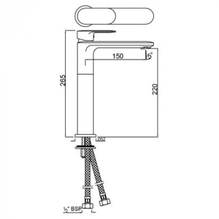 Змішувач для раковини JAQUAR Opal Prime одноважільний h265, хром OPP-CHR-15005BPM