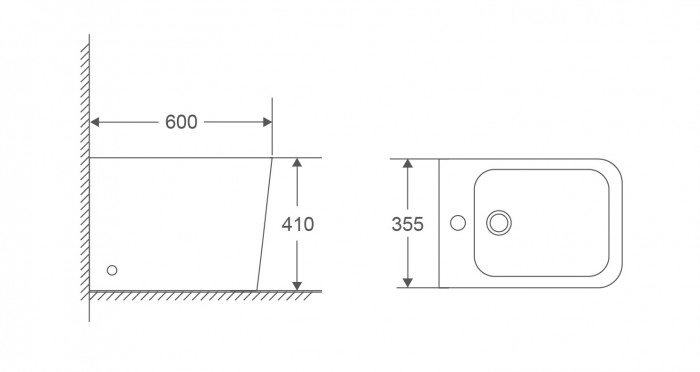 Біде підлогове MIXXUS PREMIUM QUADRO-0601 600х355х410mm (MP6589)