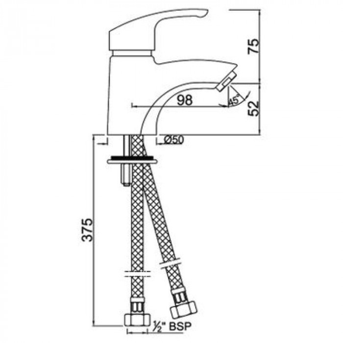 Змішувач для раковини JAQUAR Eko одноважільний h127, хром EKO-CHR-33001B