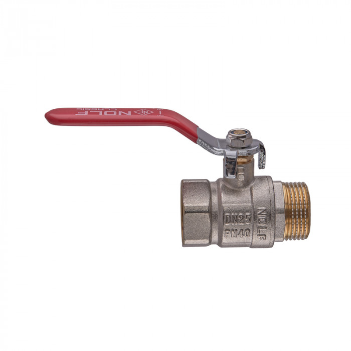 Кран кульовий Nolf classic NFC.621-10-1" FM ГШВ, ручка "важіль" червона (NF3140)